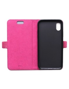 iPhone X /XS top leather anti-wave case rose color (book)