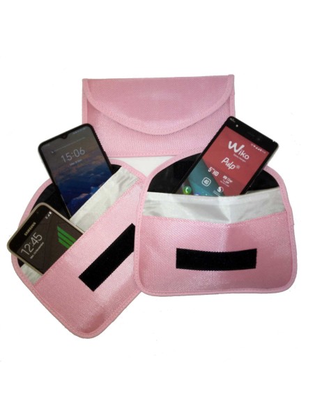 Bolsa anti-radiación Faraday modelo mediano (tela rosa)