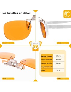 Lunettes CLiP-ON PRO – CP709 très haute protection anti-Lumière bleue 99%