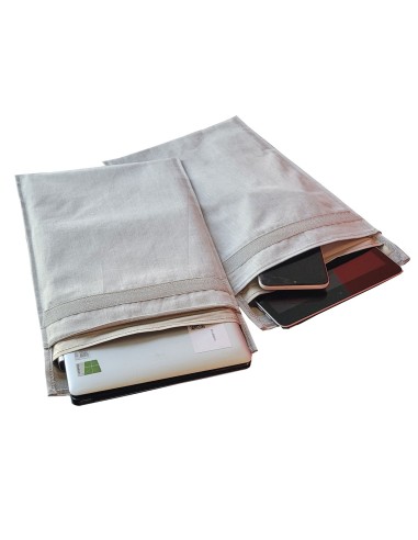Faraday pouch in gray fabric large 31x24 cm