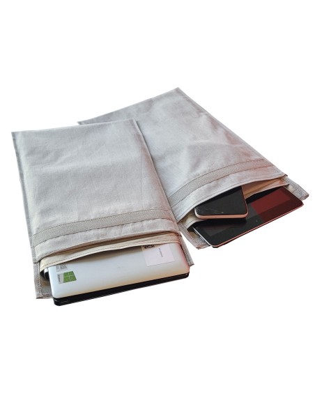 Faraday pouch in gray fabric large 31x24 cm