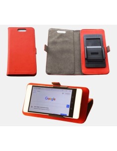 Etui anti-ondes universel grand format rouge simili-cuir (clips)