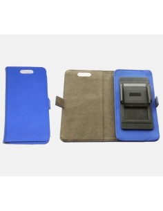 Etui anti-ondes universel grand format bleu simili-cuir (clips)