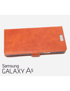 Etui Samsung Galaxy A5 2016 cuir supérieur fauve (book)