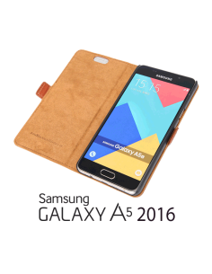 Etui Samsung Galaxy A5 2016 cuir supérieur fauve (book)