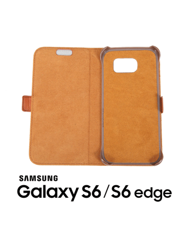 Etui anti-ondes Samsung Galaxy S6 / S6 Edge cuir supérieur fauve (book) Etui anti-ondes Samsung Galaxy S6 / S6 Edge cuir supérieur fauve (book)