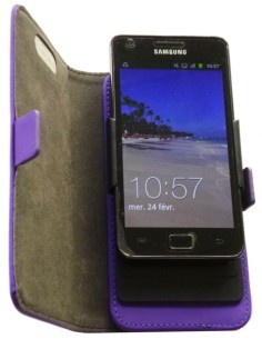 Etui anti-ondes universel petit format simili-cuir violet (clips)