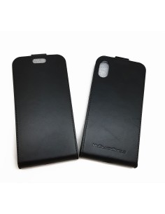 iPhone X/XS black top leather anti-wave case (up-down)